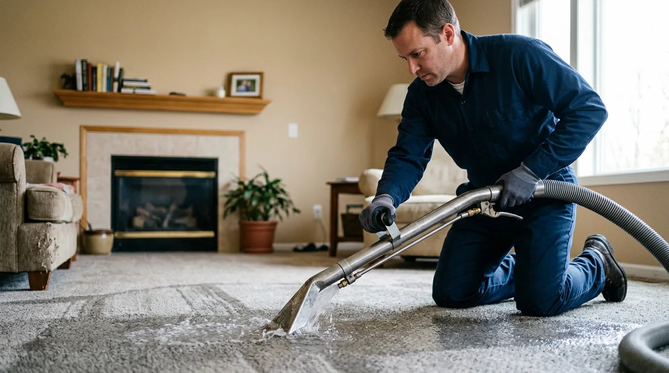 Water damage restoration technician working near Delmar, NY